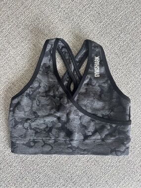 Gymshark Gray Camo Cross-Back Sports Bra